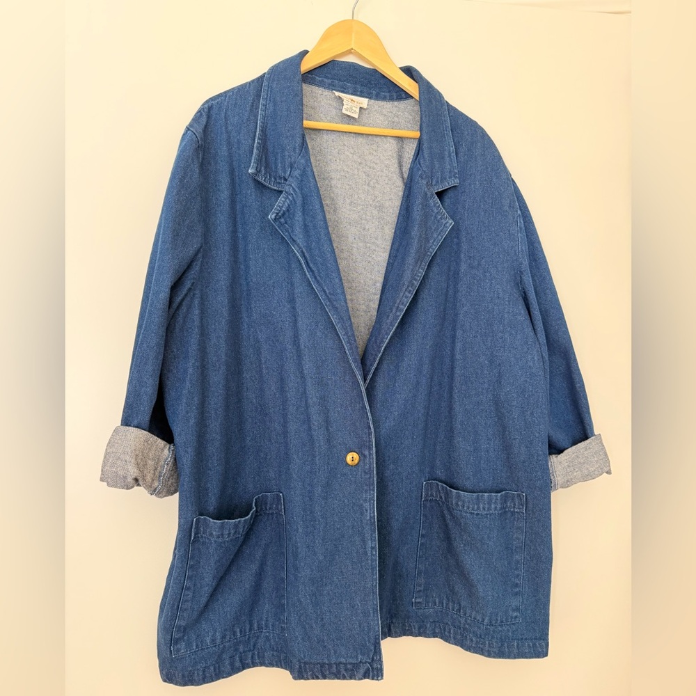 Hunters Run Blue Jean Chore Jacket with Pockets Oversized 100% Cotton